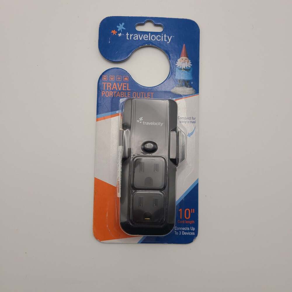 Travelocity Travel Portable Outlet 3 Grounded Outlets 10 Cord Length TV-3PTO